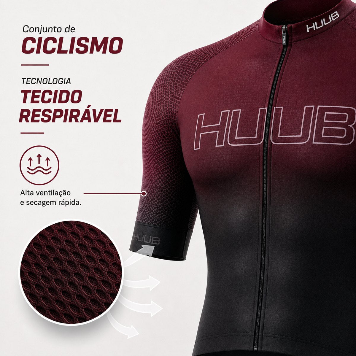 Em cima: tecido respirável