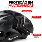 Capacete com Sinalizador e Óculos WestBiking