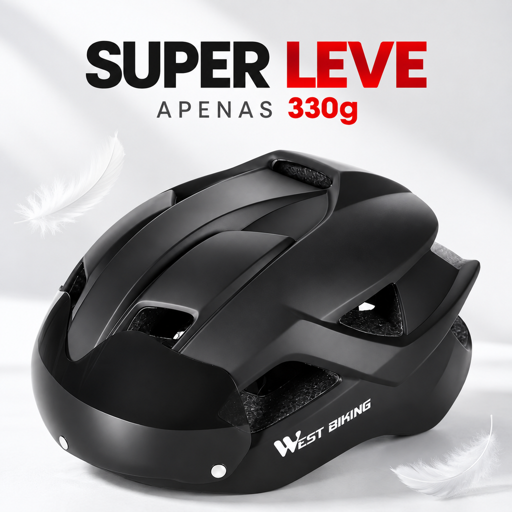 Capacete com Sinalizador e Óculos WestBiking