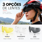 Capacete com Sinalizador e Óculos WestBiking