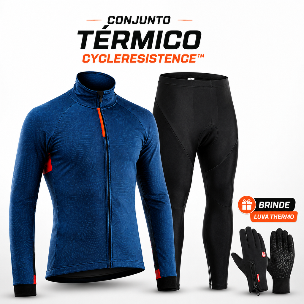 Conjunto Térmico CycleResistence completo com blusa e calça para ciclismo no inverno