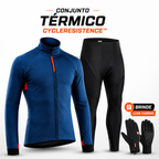 Conjunto Térmico CycleResistence completo com blusa e calça para ciclismo no inverno