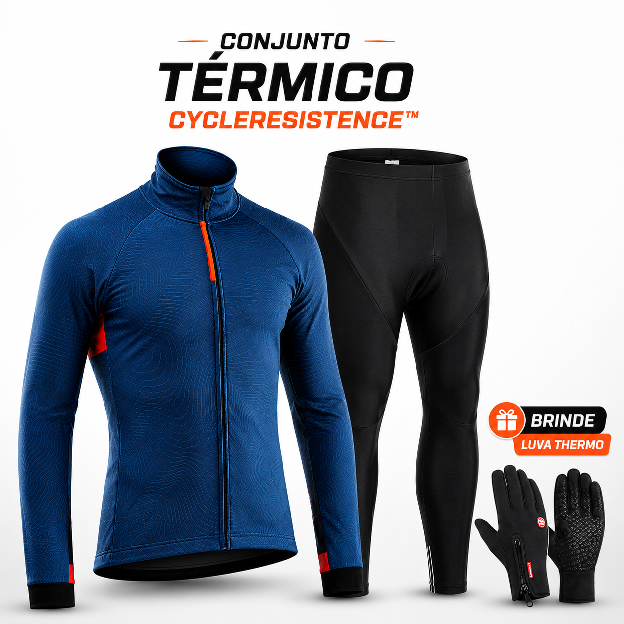 Conjunto Térmico CycleResistence completo com blusa e calça para ciclismo no inverno