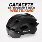 Capacete de ciclismo com óculos e LED