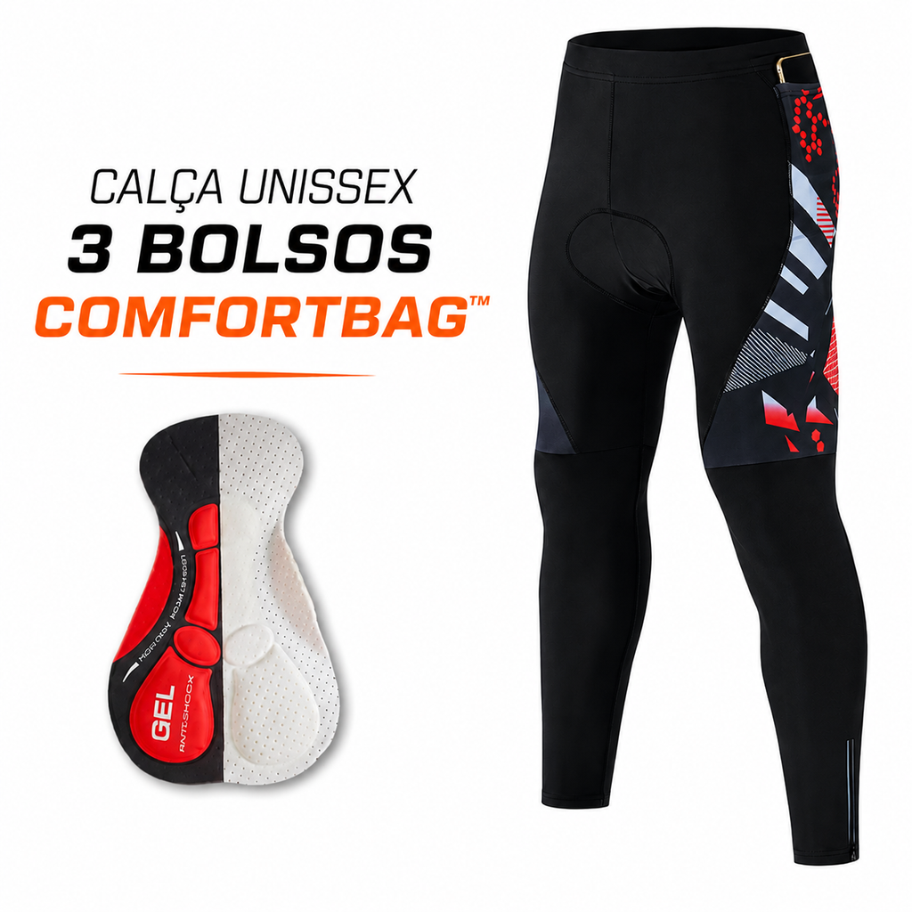 Calça ComfortBag™ para ciclismo com forro 3D Gel e bolsos laterais