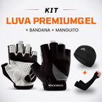 Kit Luva Premium Gel Rockbros para ciclismo com manguito UV e bandana respirável