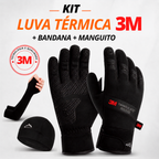 Kit luva térmica 3M para ciclismo com bandana e manguito preto.