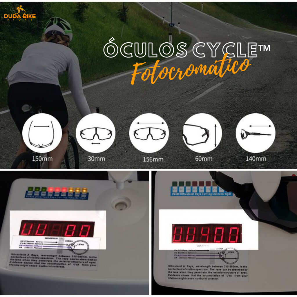 Combo BikeFriday | Óculos Fotocromático + Farol + Luva + 3 Brindes Exclusivos