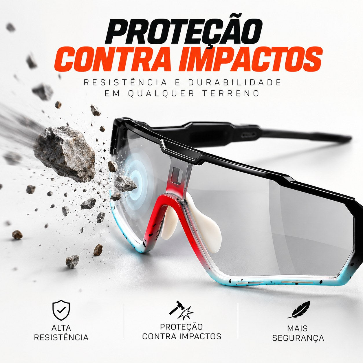 Pedrisco, inseto e galho a 40 km/h.