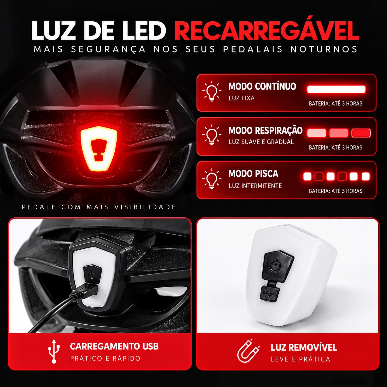 3. O LED marca a traseira